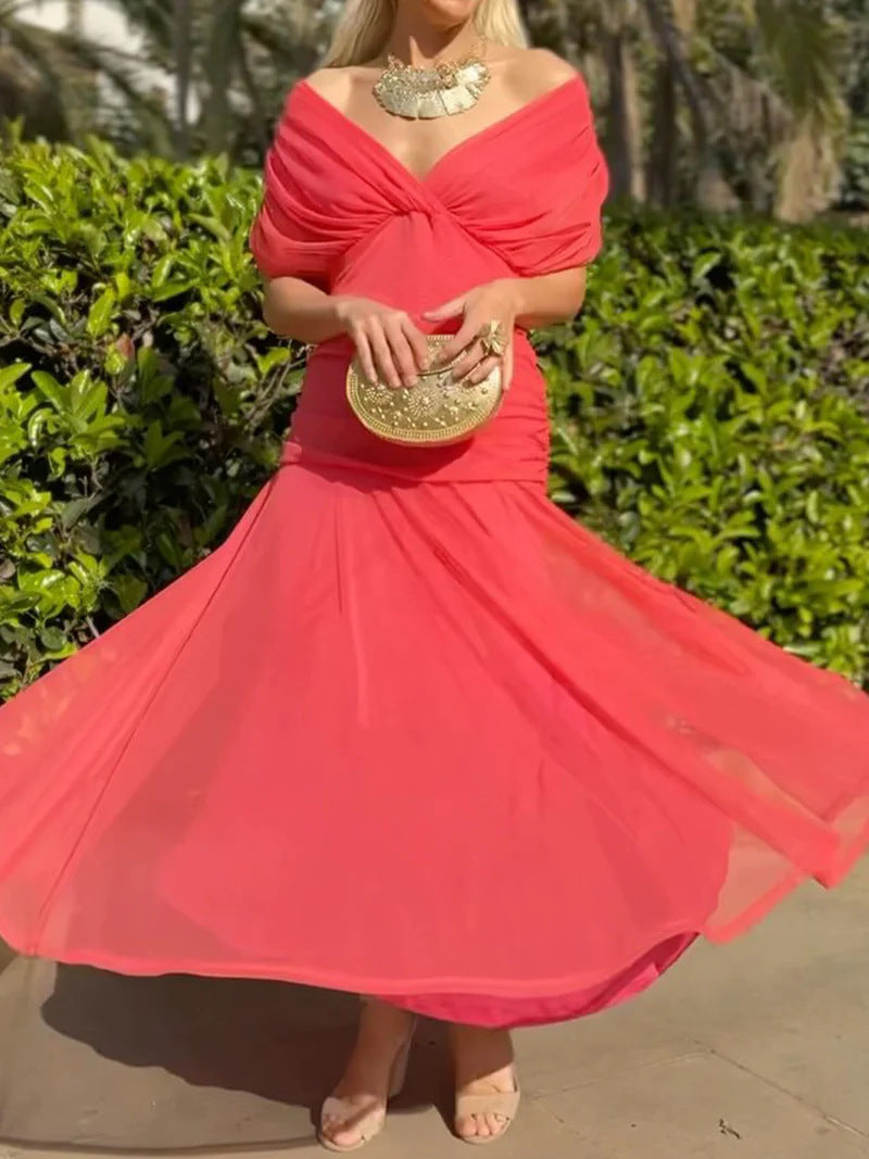 Women's Slouchy Chiffon Design Dress Lined Dresses