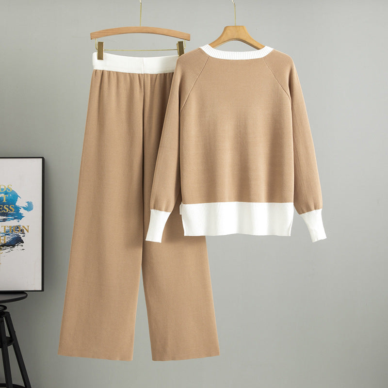 Women's Fashion Loose Casual Pullover Two-piece Set Suits