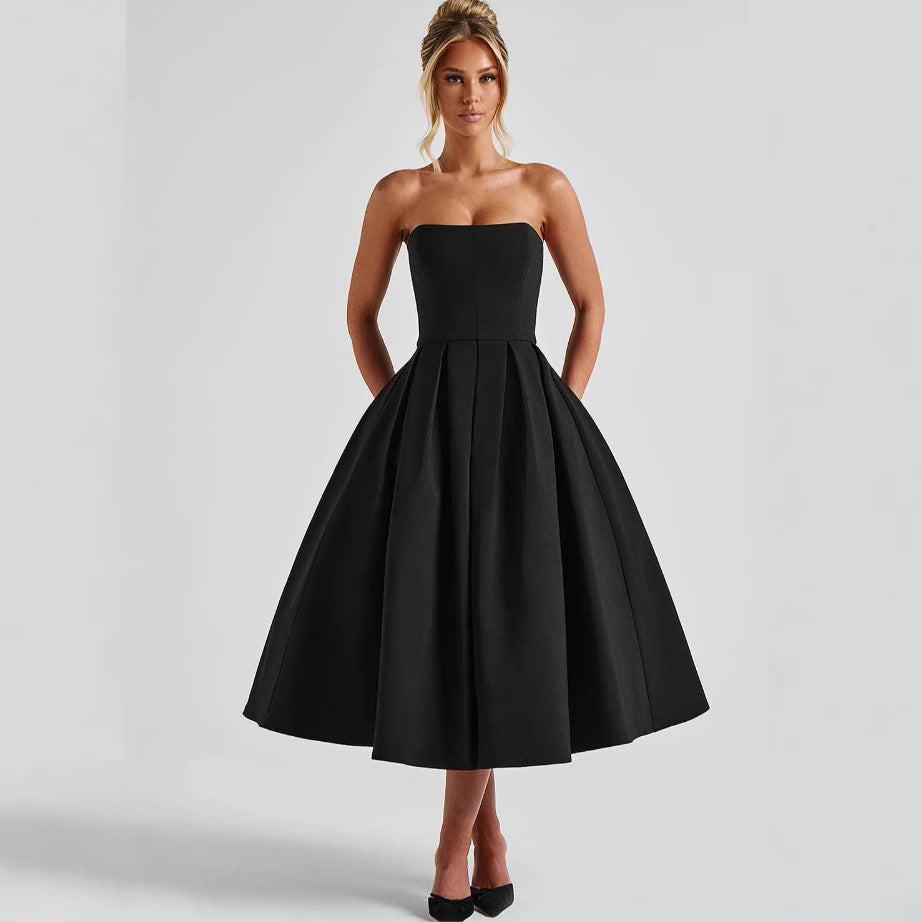Women's Tube Dress For Summer Elegant Solid Dresses