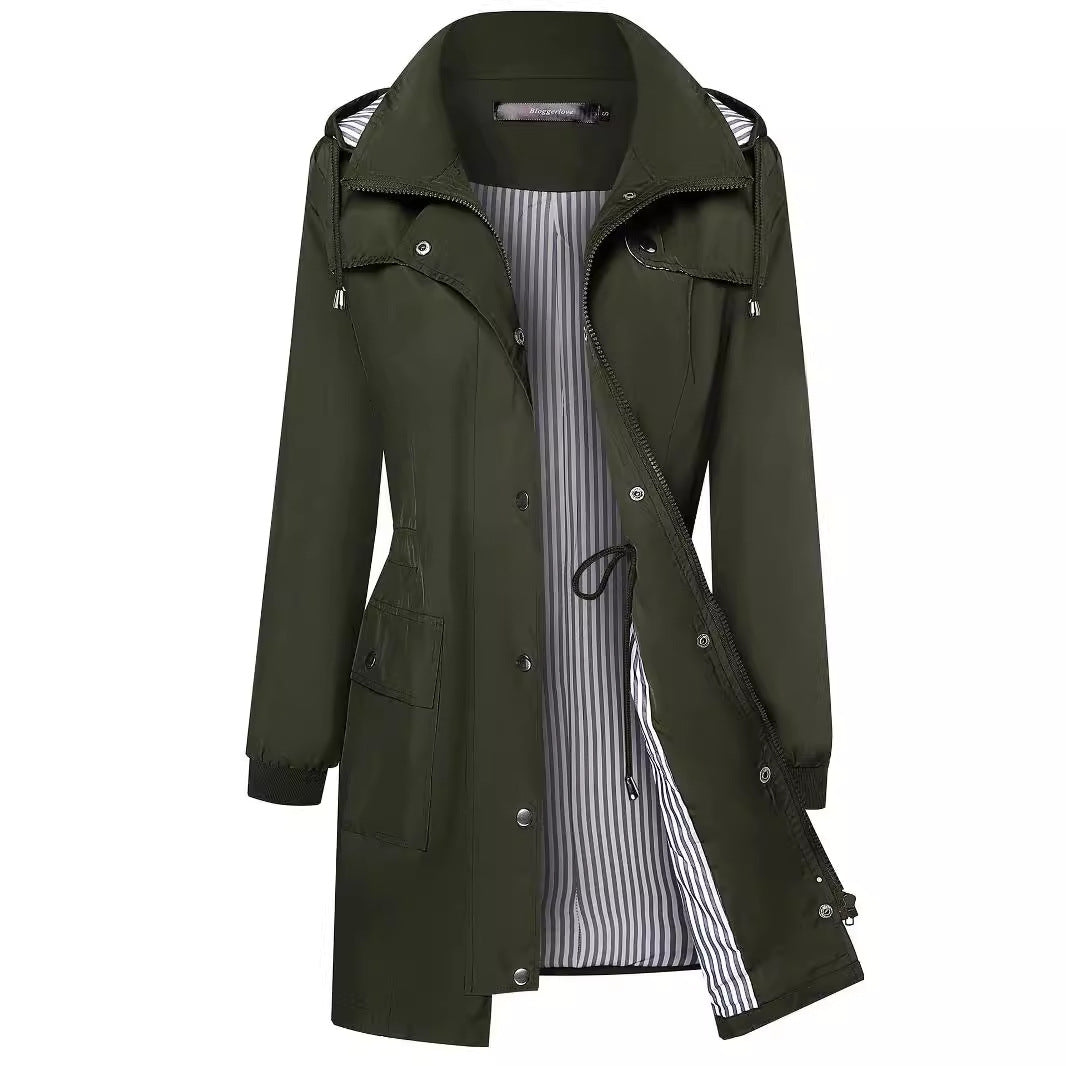 Women's Raincoat Waterproof Windbreaker Striped Mountaineering Outdoor Coats