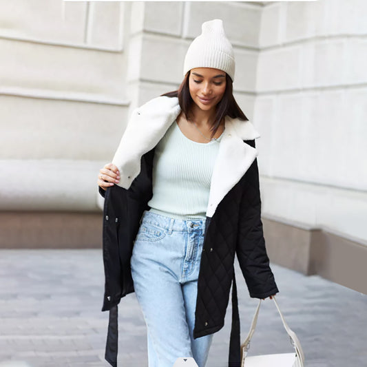 Women's Mid-length Cotton Long Sleeve High Collar Warm Loose Casual Coats