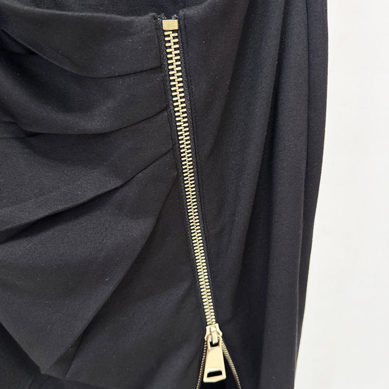 Fashion Sleeveless Zipper Split Stretch Long Dress