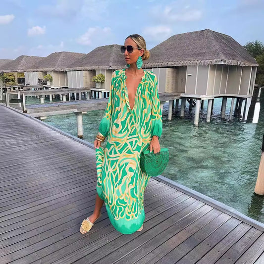 Women's Autumn Printed Pullover Long Sleeve Dress Dresses