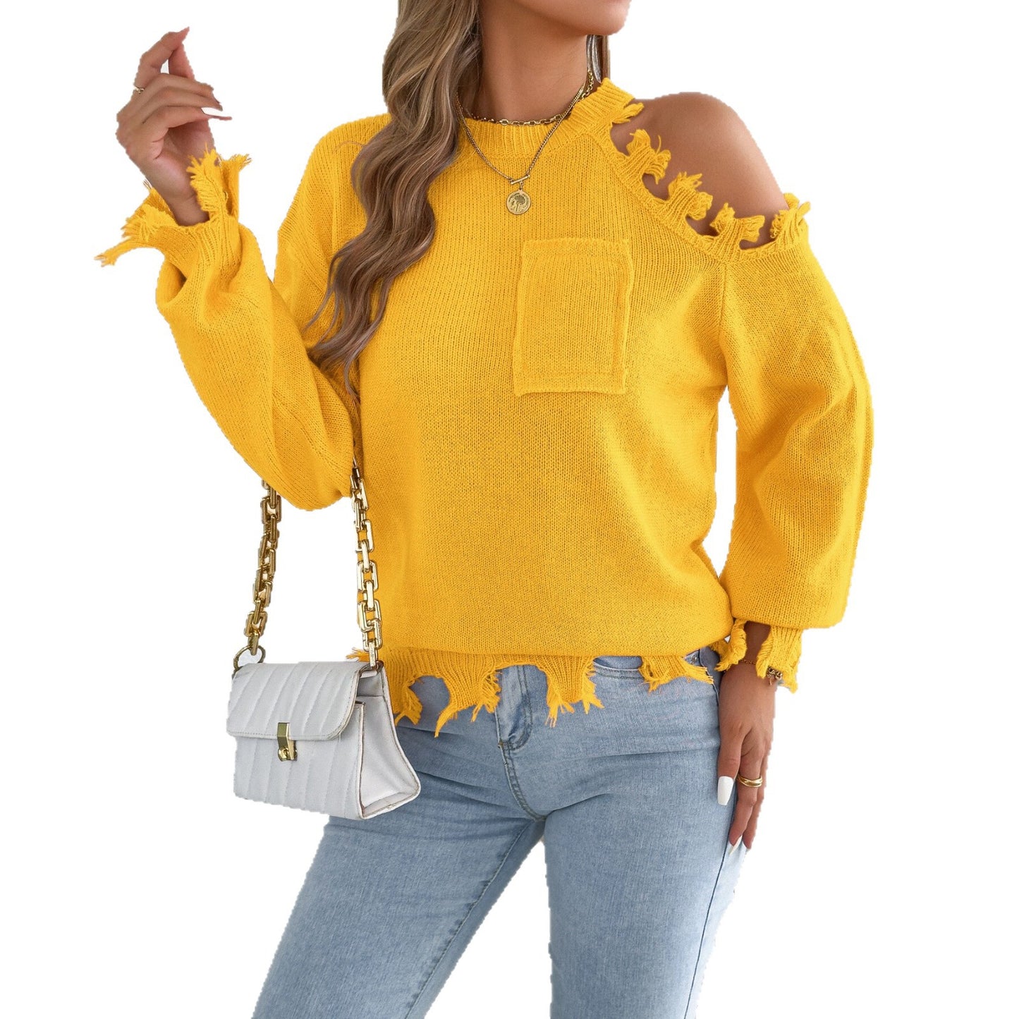 Women's Casual Cut-out Long Sleeve Pullover Clothing
