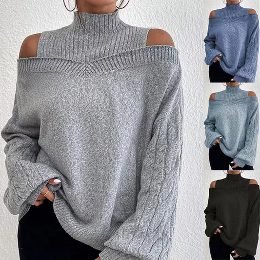 Casual Women's Mock Neck Loose Large Sweater