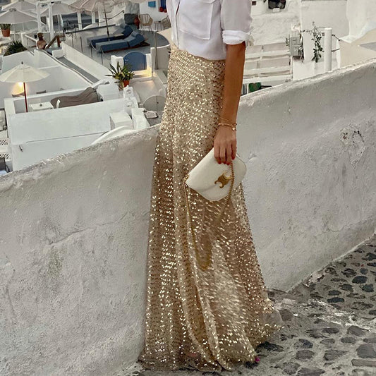 Women's Popular Sequins Long Sequin Dress Skirts