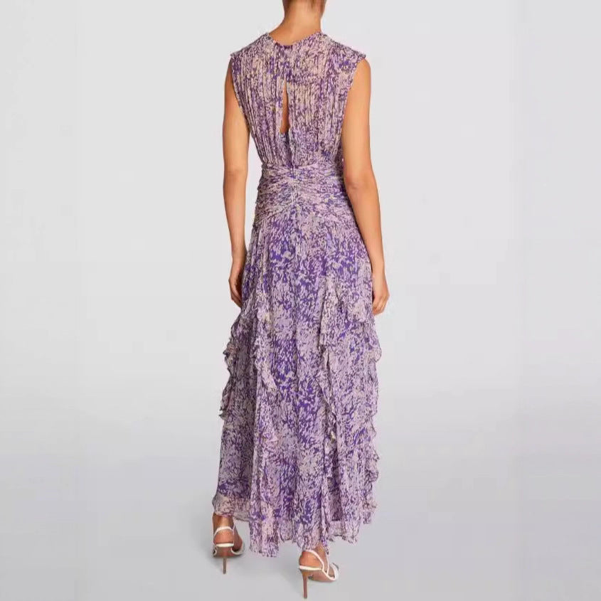 Women's Chiffon Printed Fairy Long Elegant Dress Dresses