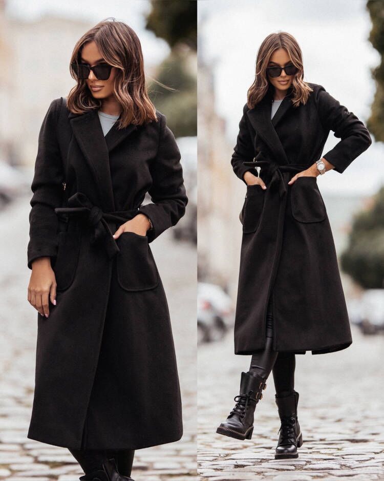 Women's Simple Double Breasted Long Sleeve Lapel Button Coats