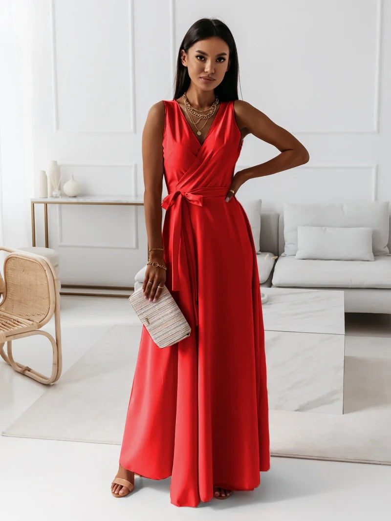 Graceful Slouchy Women's Solid Color Formal Dress