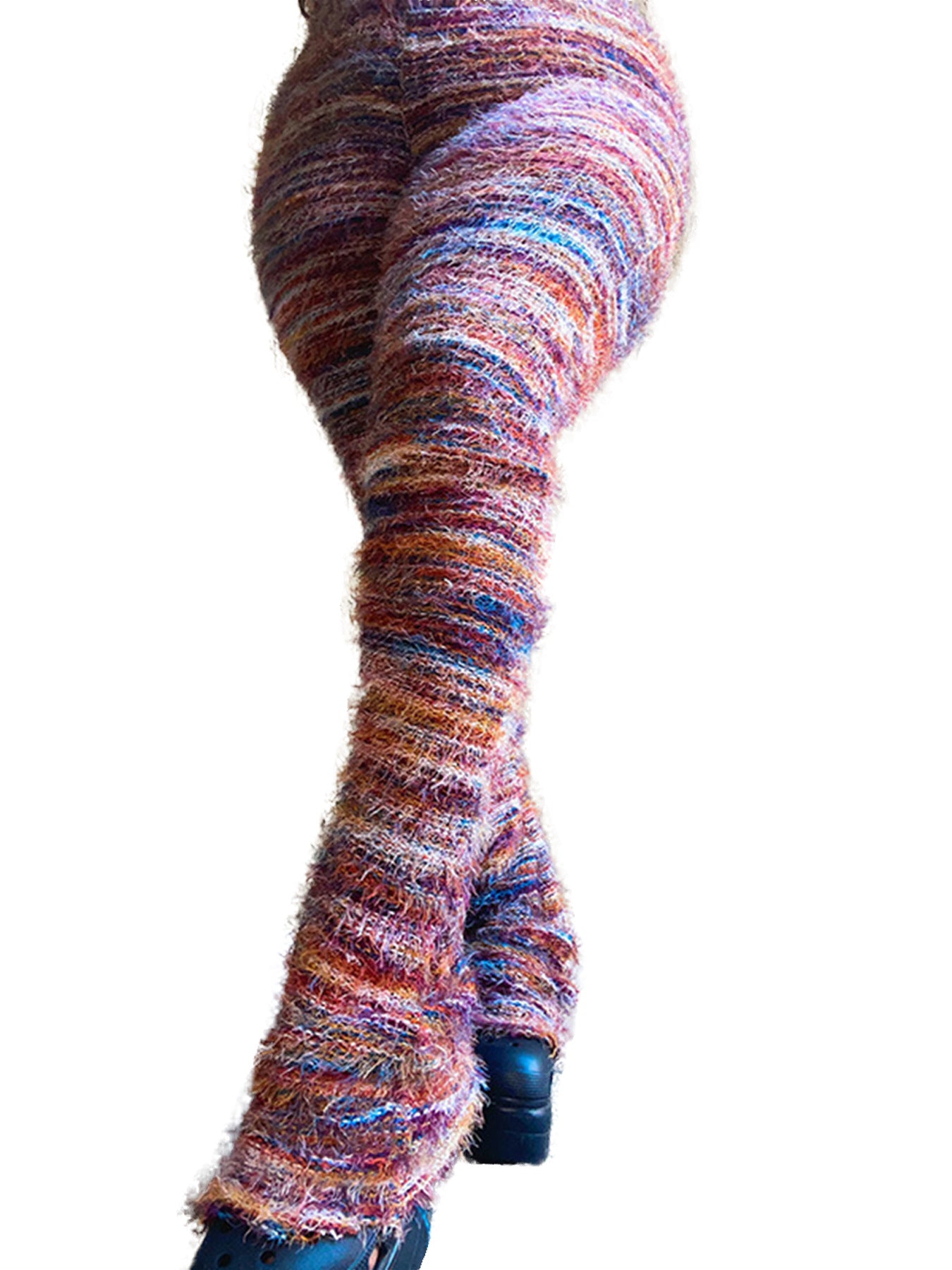 Women's Fashion Wear Colorful Stripes Fluffy Personality Pants