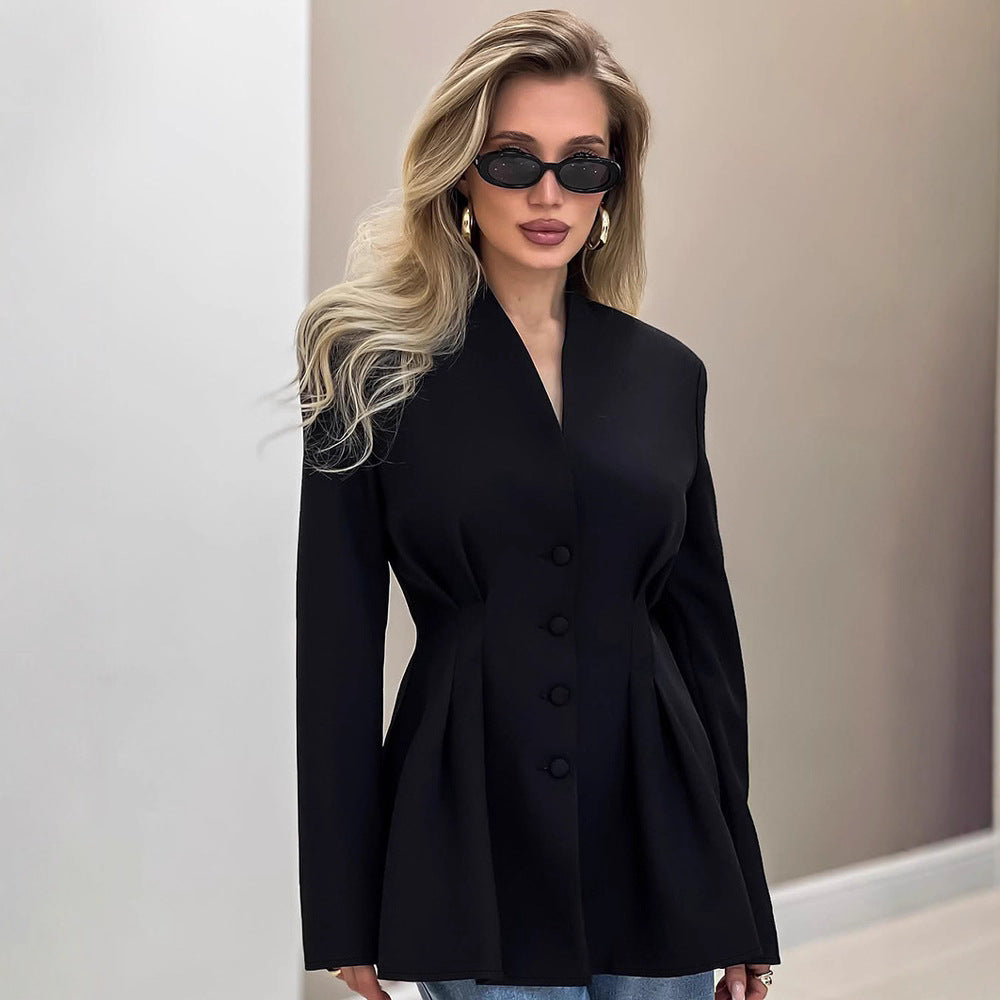 Women's Elegant Slim Fit Black Small Commuter Jackets