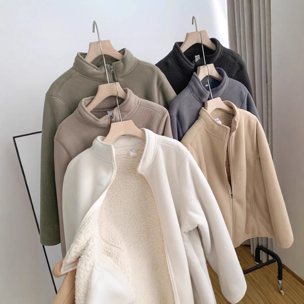 Composite Veet Lamb Fur Windproof Thickening Stand Jackets