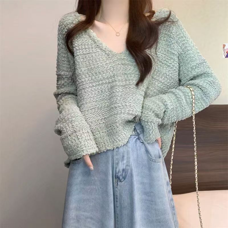 Women's Korean Coarse Wool Solid Color High-grade Loose-fitting Comfortable Sweater