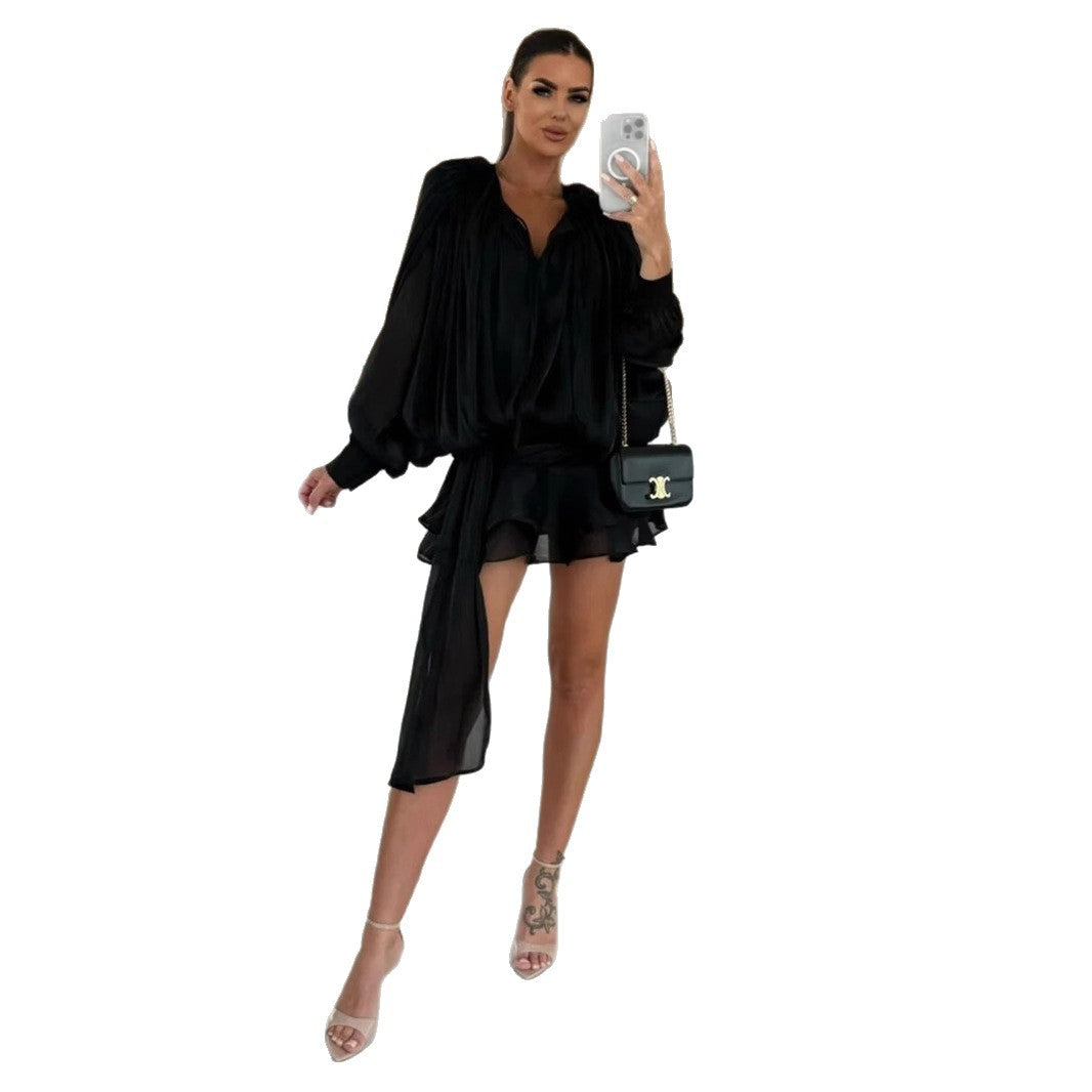 Chiffon Long Sleeve Dress Summer Lantern Dresses