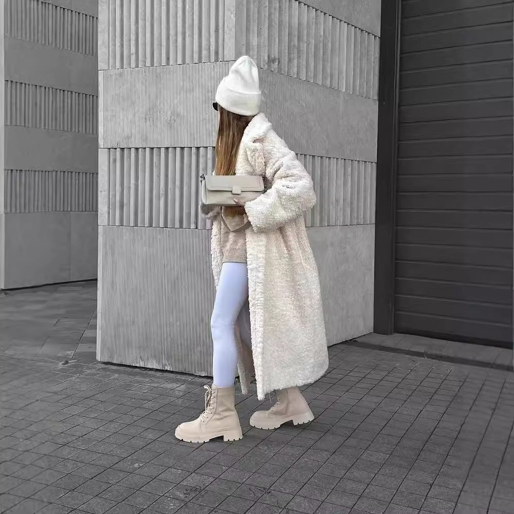 Women's Temperament Commute Long Sleeve Lapel Plush Coats
