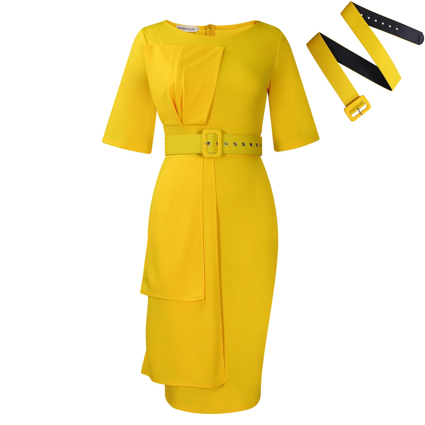 Women's Fashion Temperament Pure Color Sleeve Ol Professional Dresses