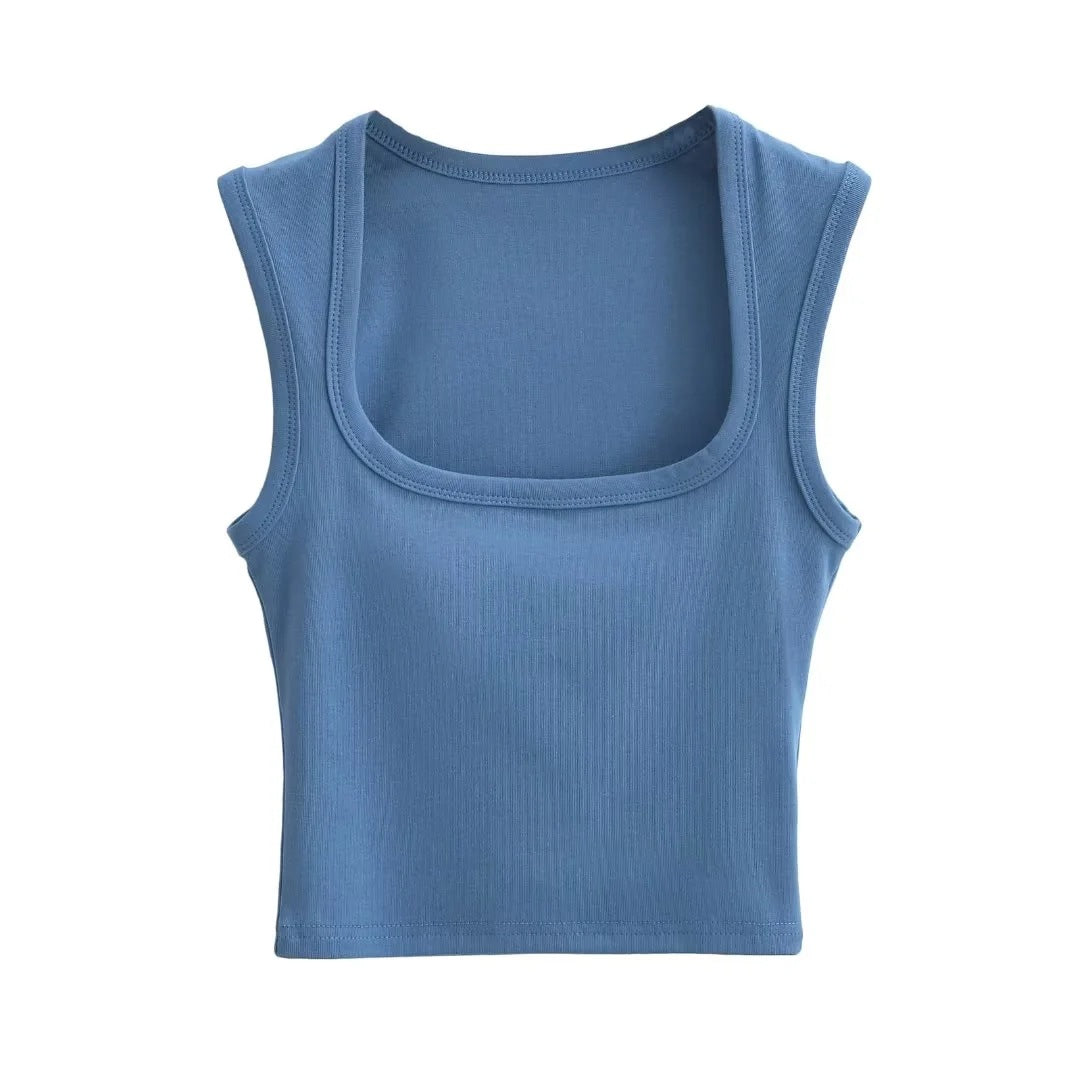 Women's Summer Sexy Deep Square Collar Tight-fitting Tops