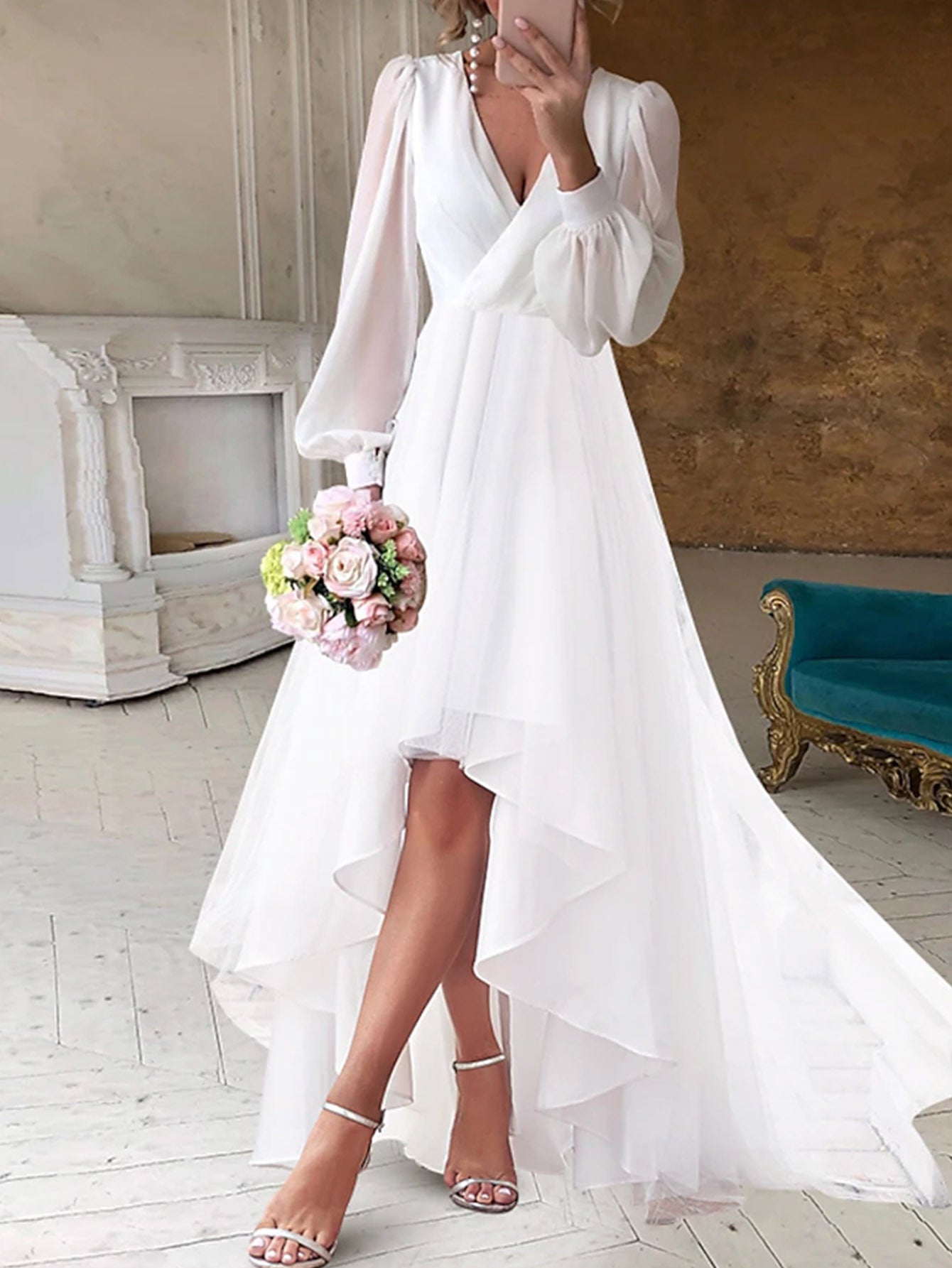 Women's Elegant Solid Color Long Sleeve Full-length Dresses