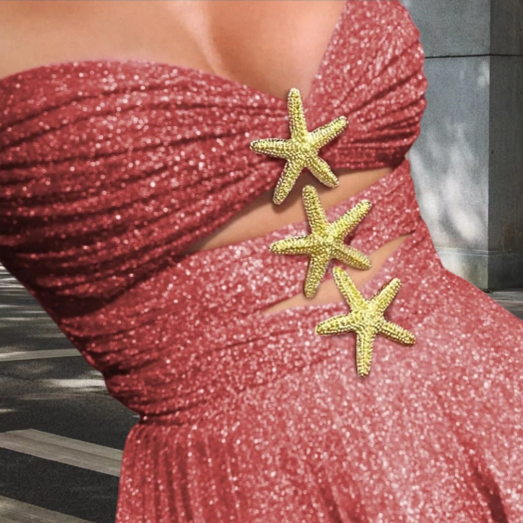 Women's Sexy Hot Alloy Three-dimensional Neptune Ornament Dresses