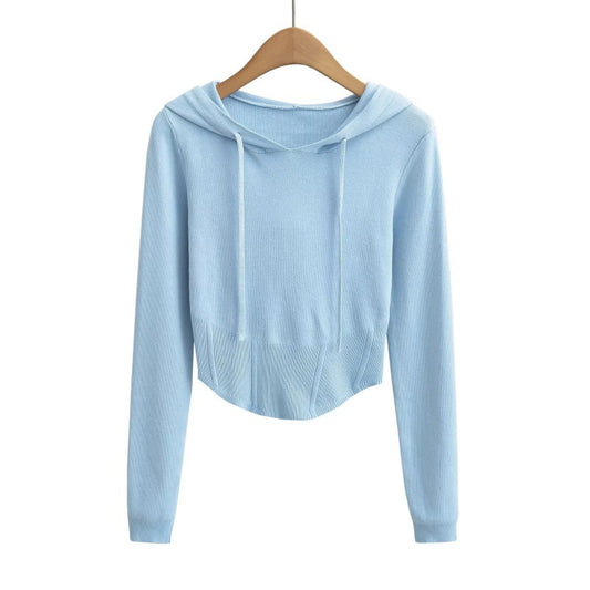 Fishbone Knitting Hooded High Waist Knit Suits