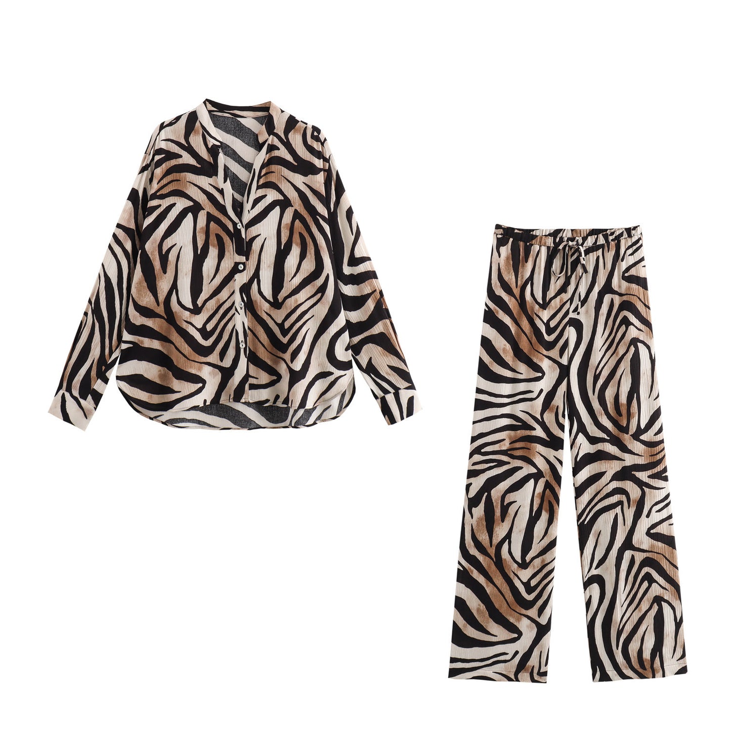 Women's Animal Print Stand Collar Single-breasted Long Suits