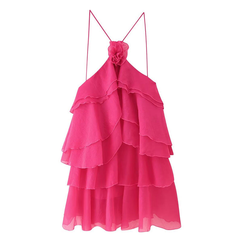 Women's Three-color Laminated Flower Decorative Dress Dresses