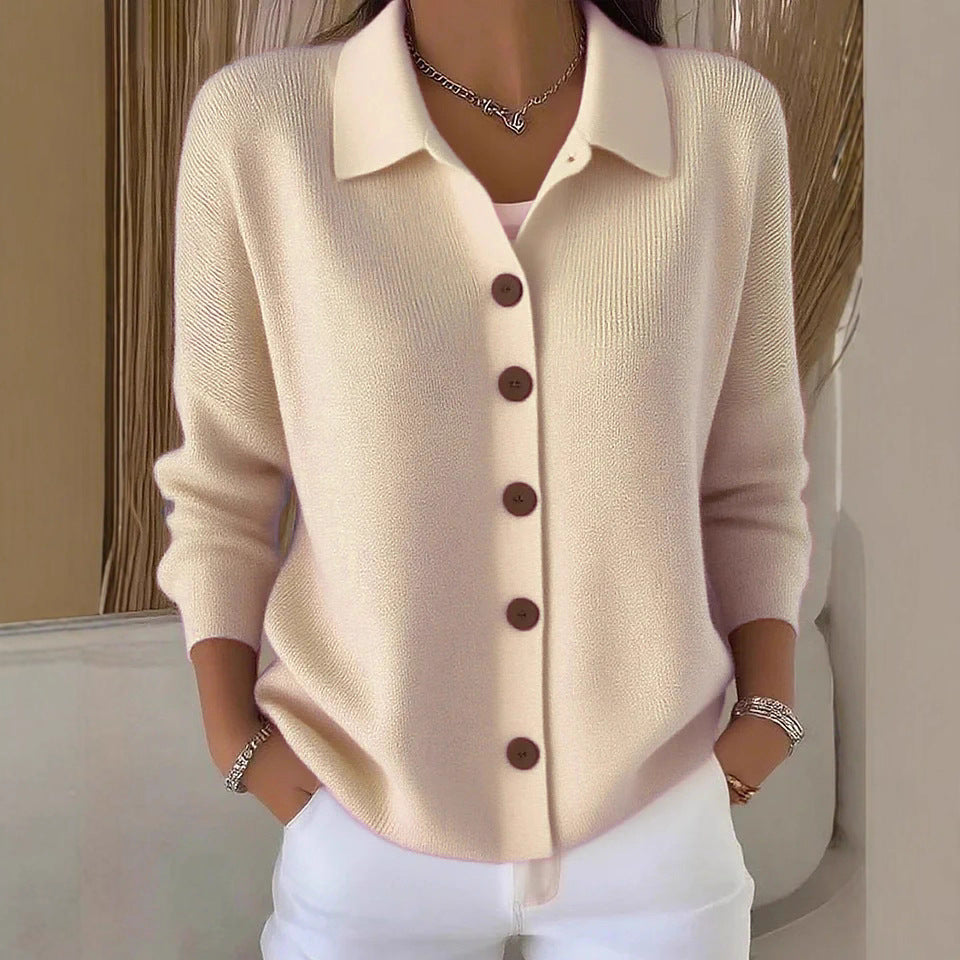 Women's Knitted Button Solid Color Casual Fashion Sweater