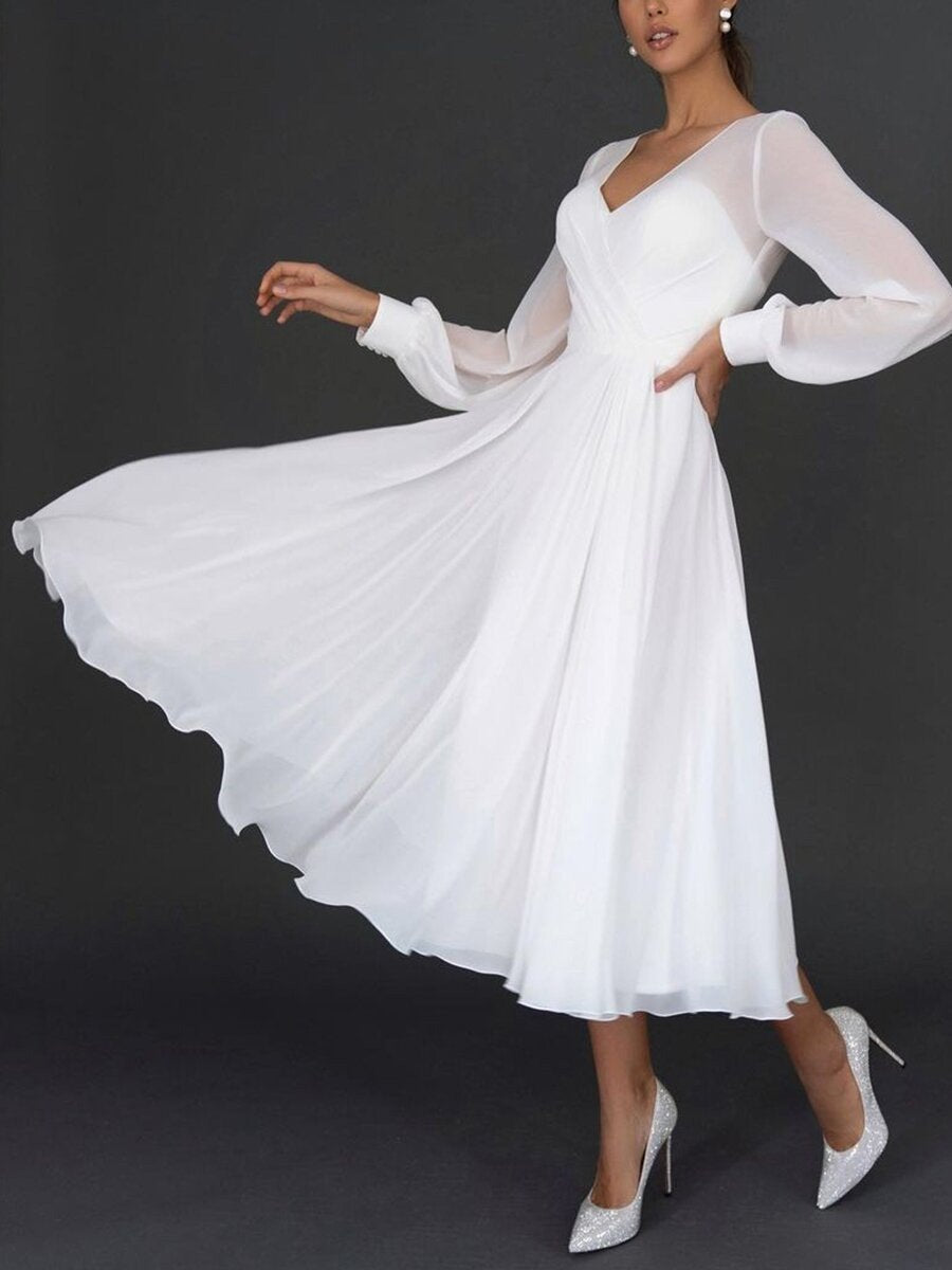 Women's Dress Sexy Sleeve Chiffon Mesh Large Wedding Dresses