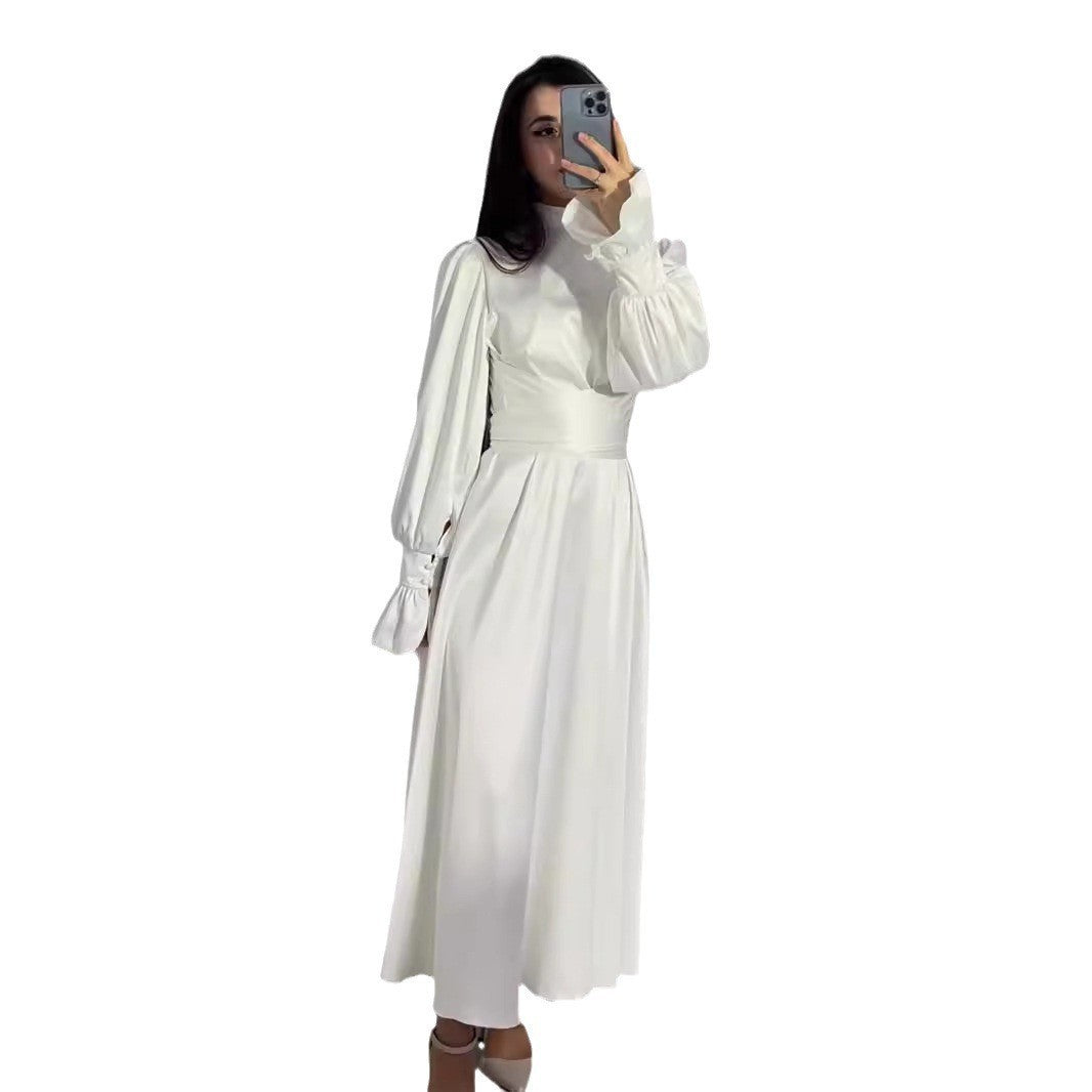 Waist Puff Solid Color Fairy Style Dresses