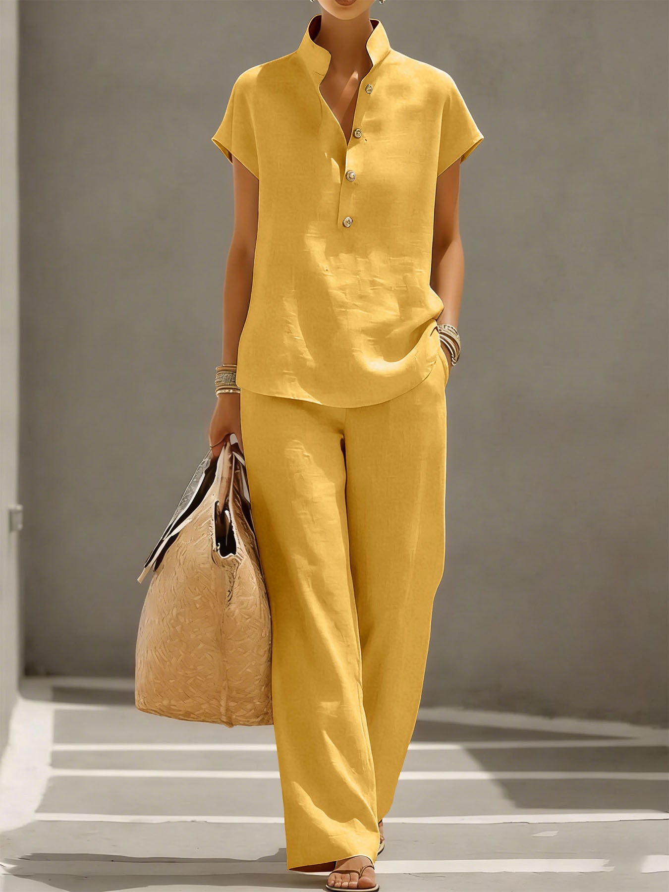 Women's Lazy Style Sleeve Trousers Solid Color Shorts