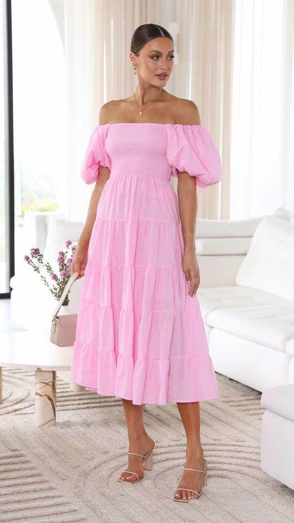 Women's Summer Puff Sleeve Holiday Slim Looking Long Dress Hot Dresses