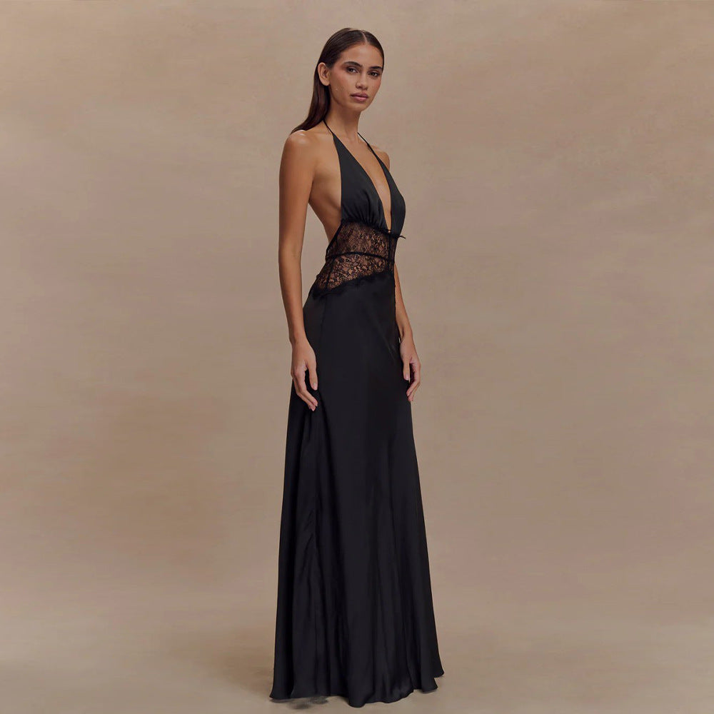 Women's Sexy Deep V Backless Lace Sheath Dress