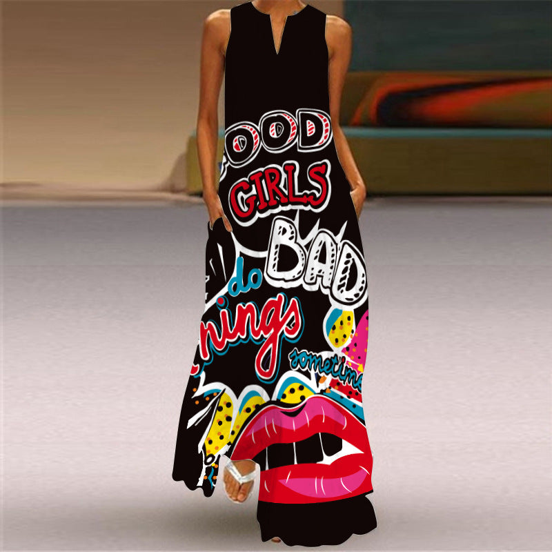 Women's Summer Sleeveless Dress Printed Emerald Dresses