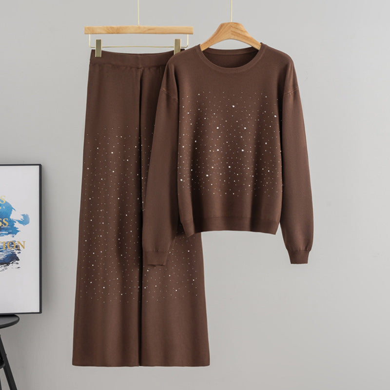 Women's European Goods Starry Rhinestone Long-sleeved Loose Suits