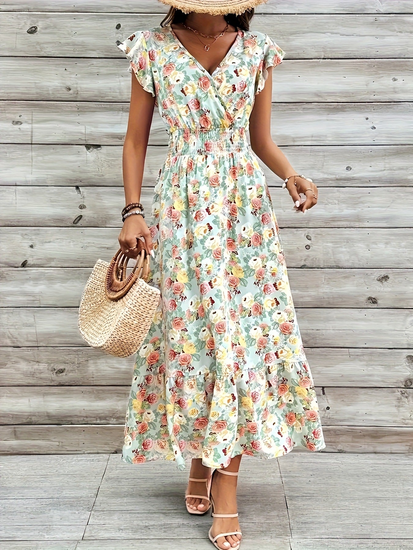 Women's Summer Fashion Temperament Printed Floral Sleeve Shorts