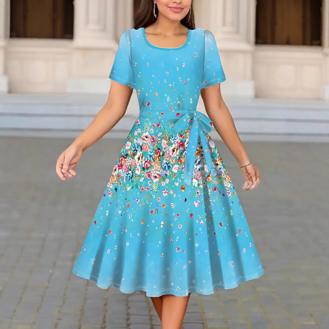 Women's Fashion Temperament Commute Floral Print Dress