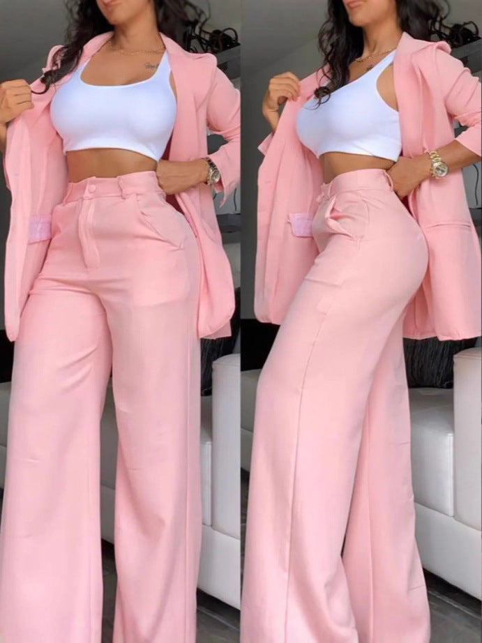 Women's Summer Elegant Pure Color Split Sleeve Suits