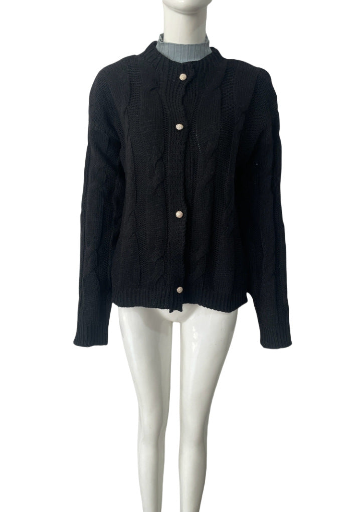 Knitted Round Neck Long Sleeve Twist Sweaters