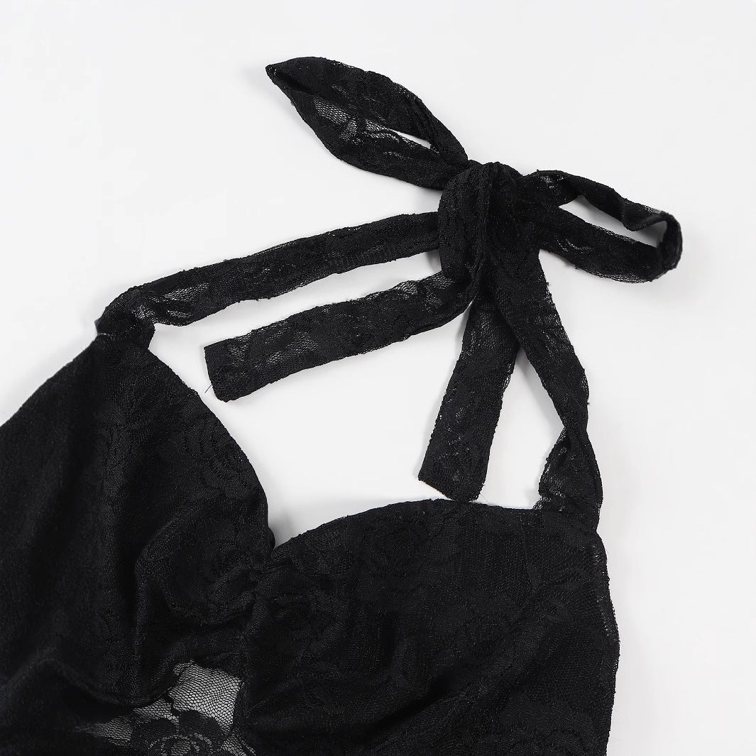 Women's Hollow Out Lace Sexy Suspenders Exposed Tops