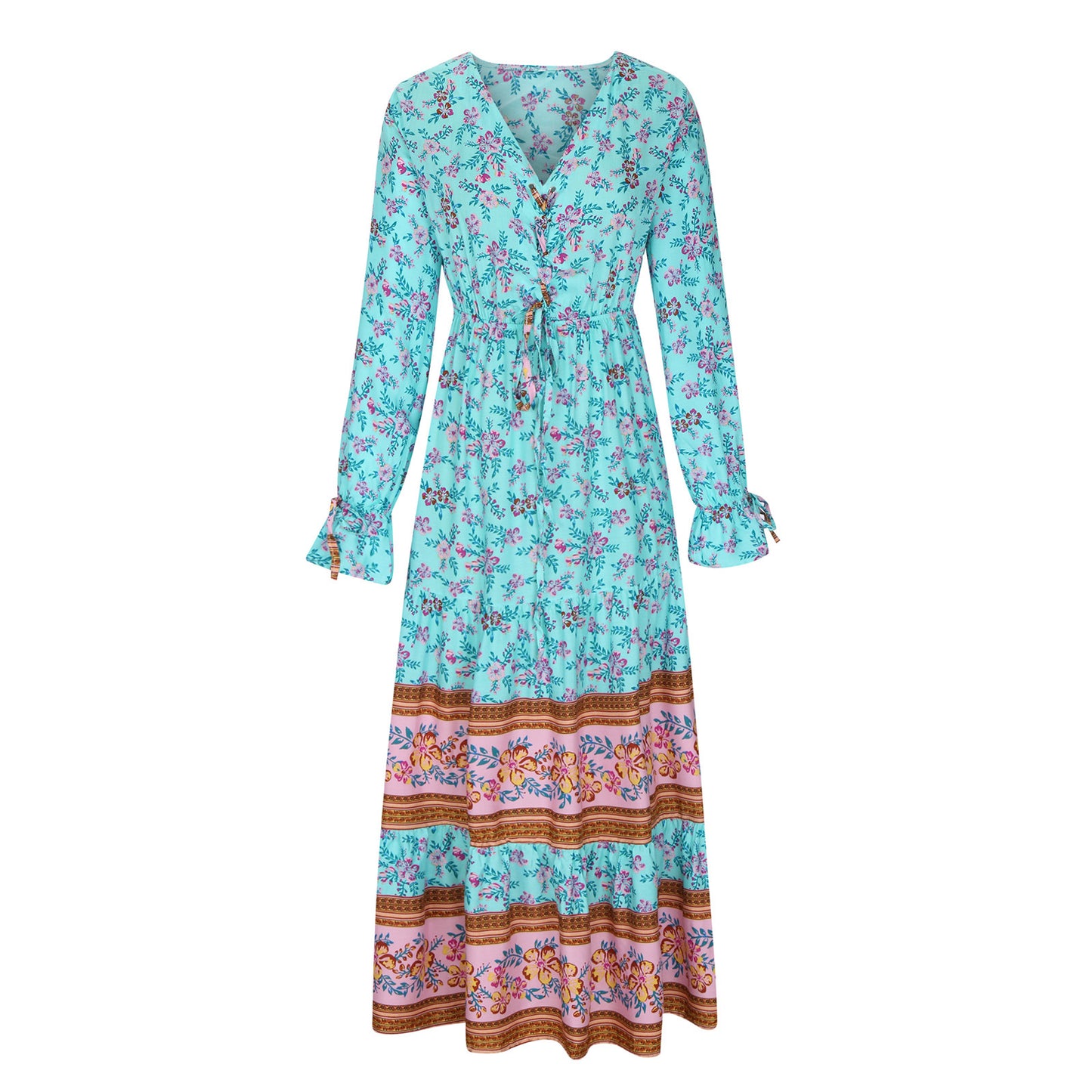 Women's Holiday Beach Dress Bohemian Printed Swing Dresses