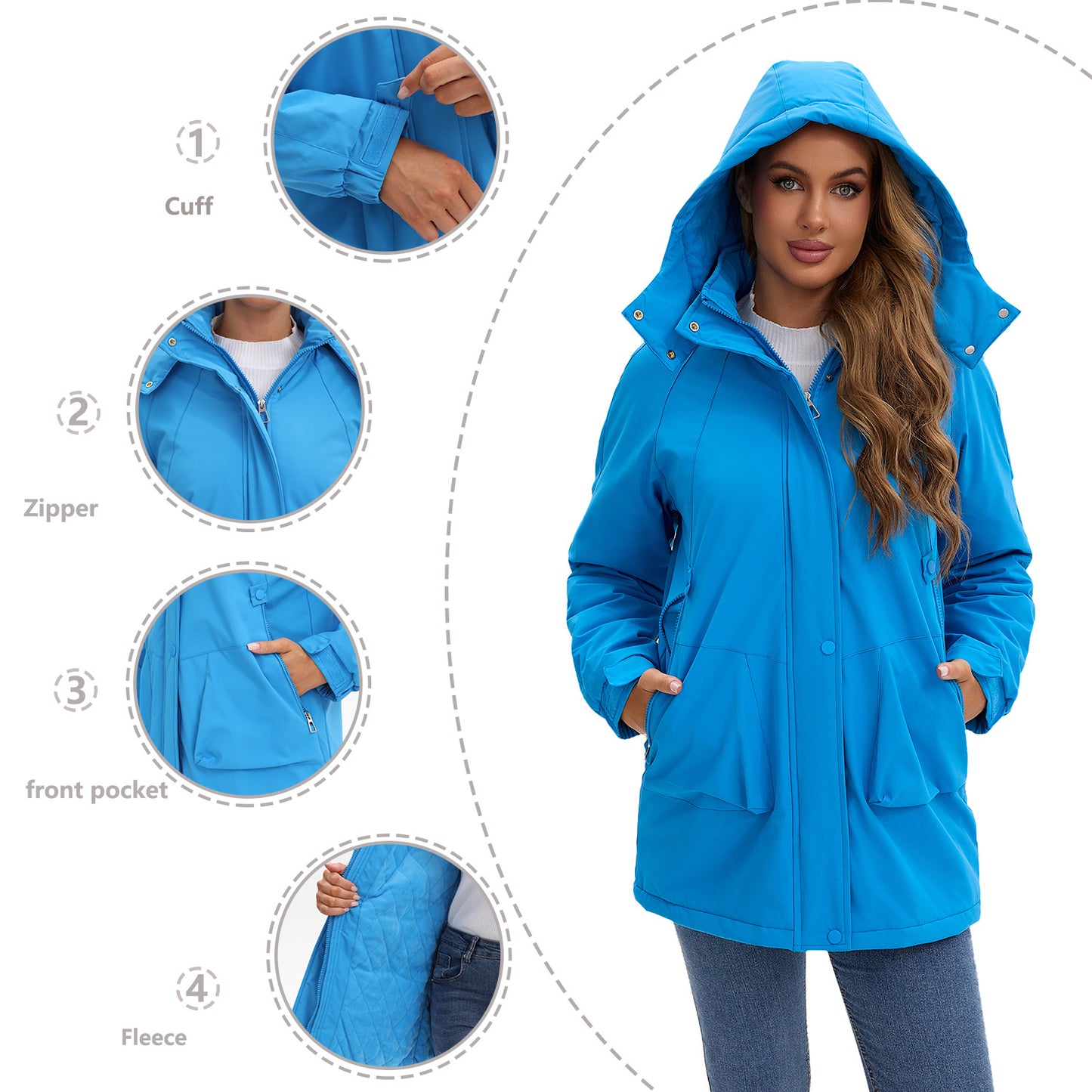 Women's Detachable Windproof Warm Mountaineering Casual Shell Coats