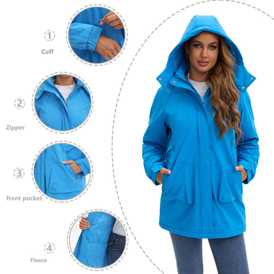Women's Detachable Windproof Warm Mountaineering Casual Shell Coats