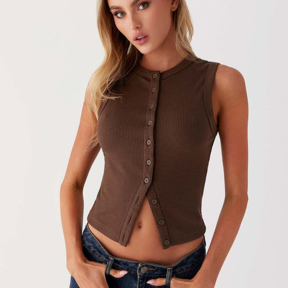 Women's Slim Fit Hot Sleeveless Round Neck Tops