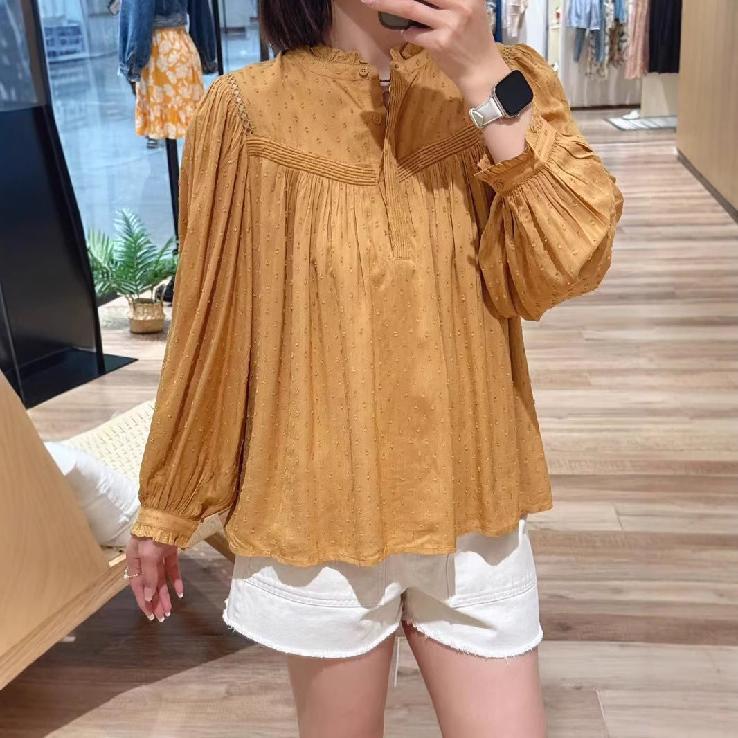 Polka Dot Jacquard Soft Glutinous Lace Blouses