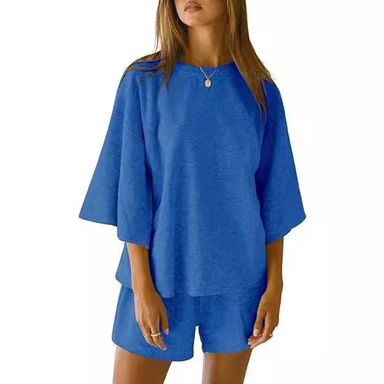 Women's Summer Three-quarter Sleeve Elastic Waist Fashion Casual Suit