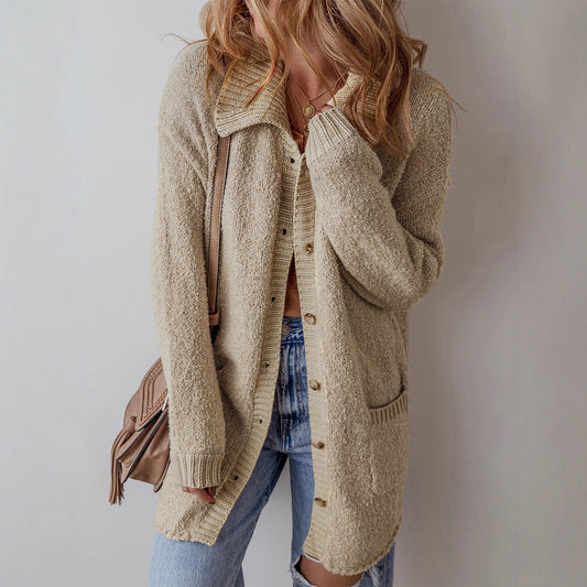 Women's Idle Style Knitted Casual Mid-length Sweater