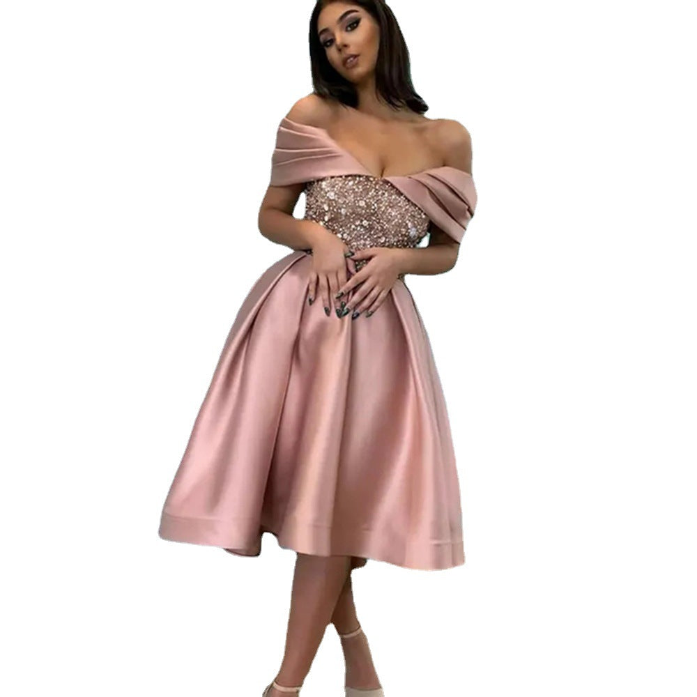 Women's Spring Simple Generous Long Slimming Sequined Wedding Dresses