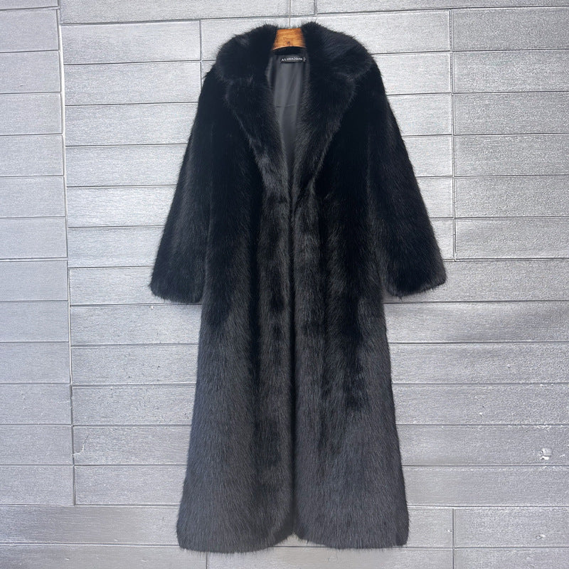 Women's Imitation Plush Furry Fur Extended Collar Coats