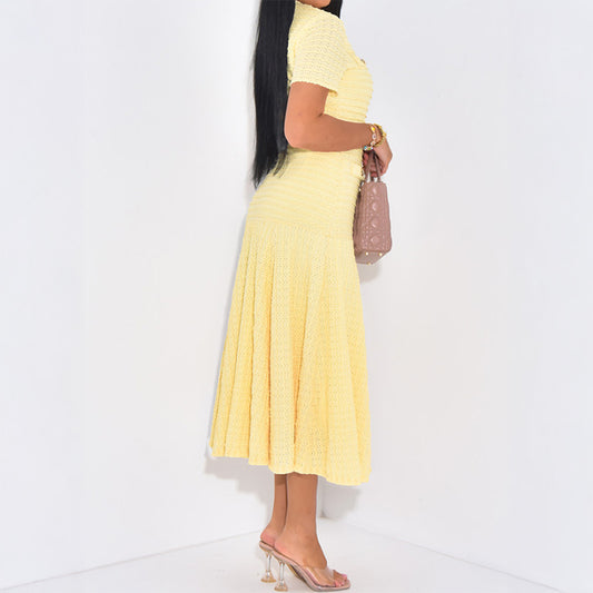 Women's Simple Elegant Style Button Sleeve Maxi Dresses