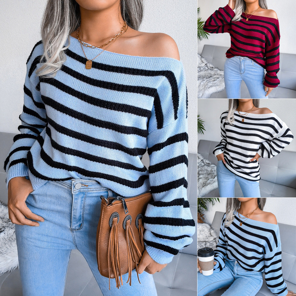 Women's Clearance Casual Loose Striped Knitted Clothing